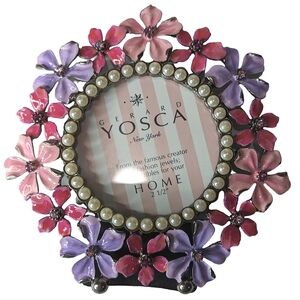 Gerard Yosca Hand-Painted Flower Pink Purple Picture Frame